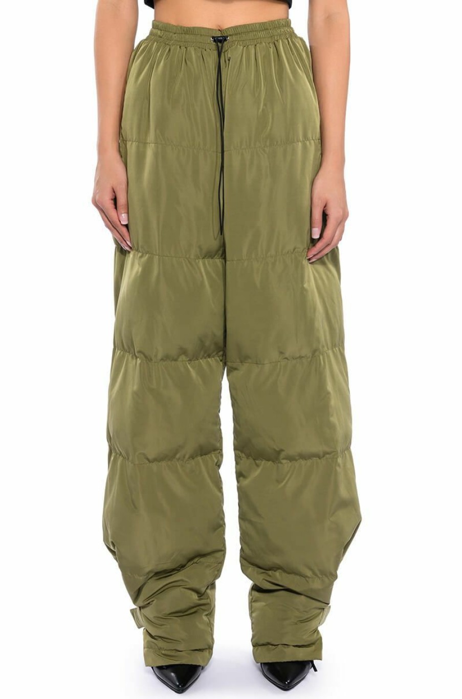 Bottoms * | Lorena Wide Leg Puffer Pant Olive