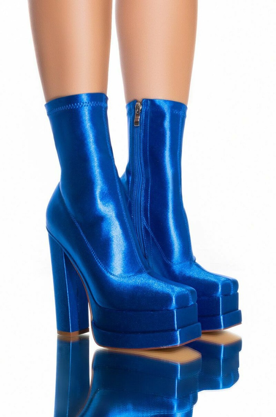 Shoes * | Azalea Wang Format Chunky Platform Bootie In Blue