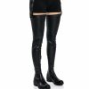 Shoes * | Azalea Wang Smitten Over You Detachable Belt Thigh High Flat Boot With 4 Way Stretch Black Pu