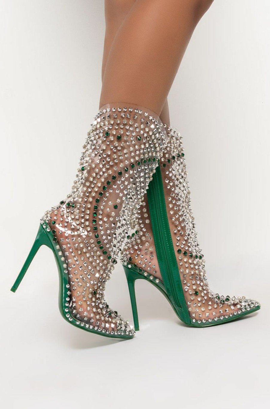 Shoes * | Azalea Wang Center Of Attention Western Stiletto Bootie In Green