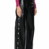 Bottoms * | Blessed Mess Side Snap Faux Leather Pants Black