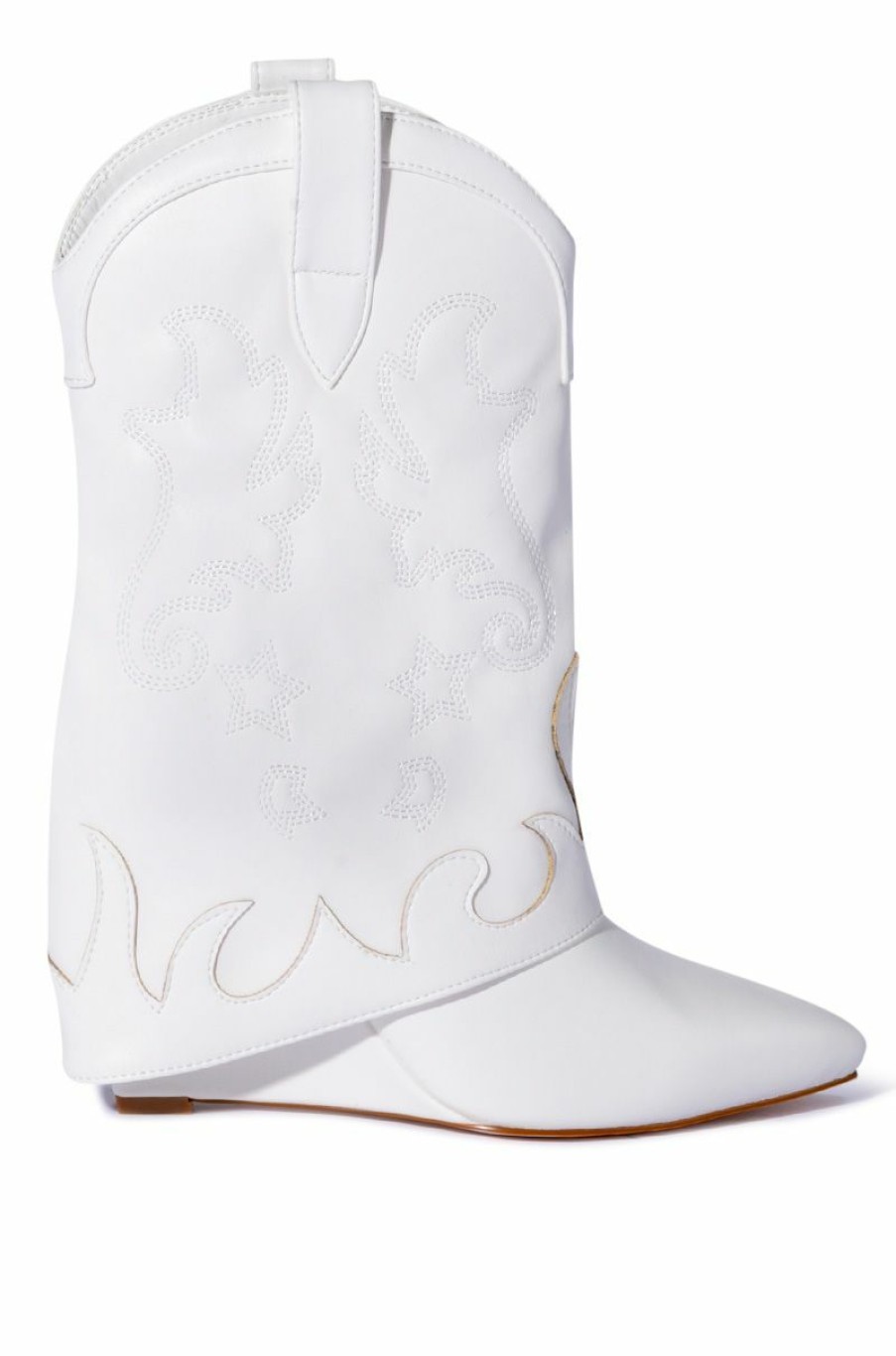 Shoes * | Azalea Wang Party In The Usa Fold Over Western Boot In White