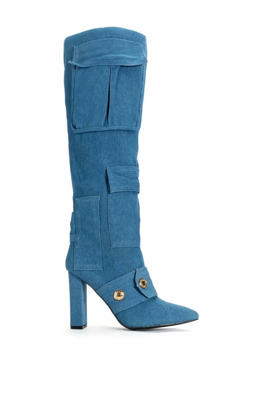 Shoes * | All Over Me Chunky Cargo Patchwork Boot In Denim Blue