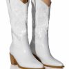 Shoes * | Azalea Wang Andrea Chunky Western Boot In White