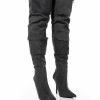 Shoes * | Motofox Stiletto Over The Knee Boot In Denim Black