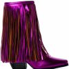 Shoes * | Azalea Wang Scarlett Chunky Western Fringe Bootie In Fuchsia