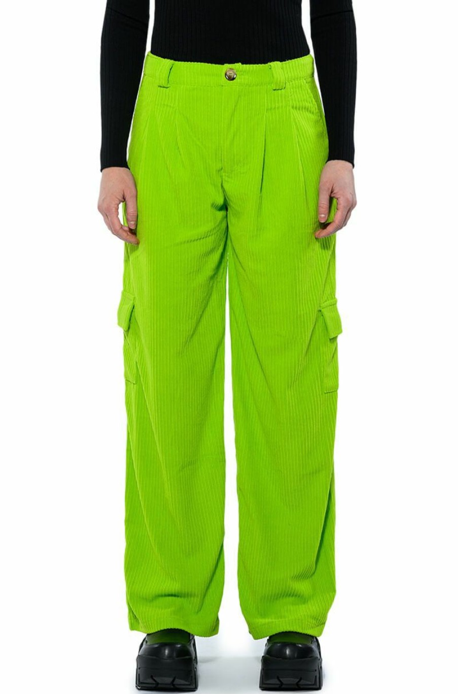 Bottoms * | Avril Textured Wide Leg Pant Lime