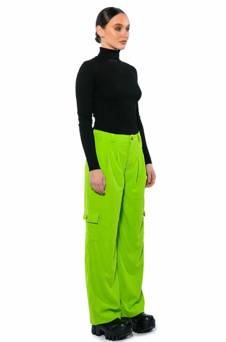 Bottoms * | Avril Textured Wide Leg Pant Lime