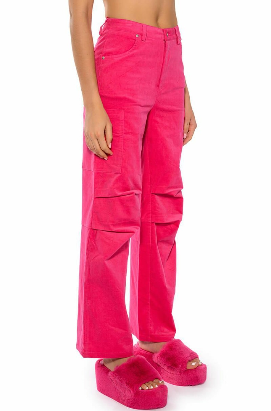 Bottoms * | Not A Secret Relaxed Corduroy Pants Pink