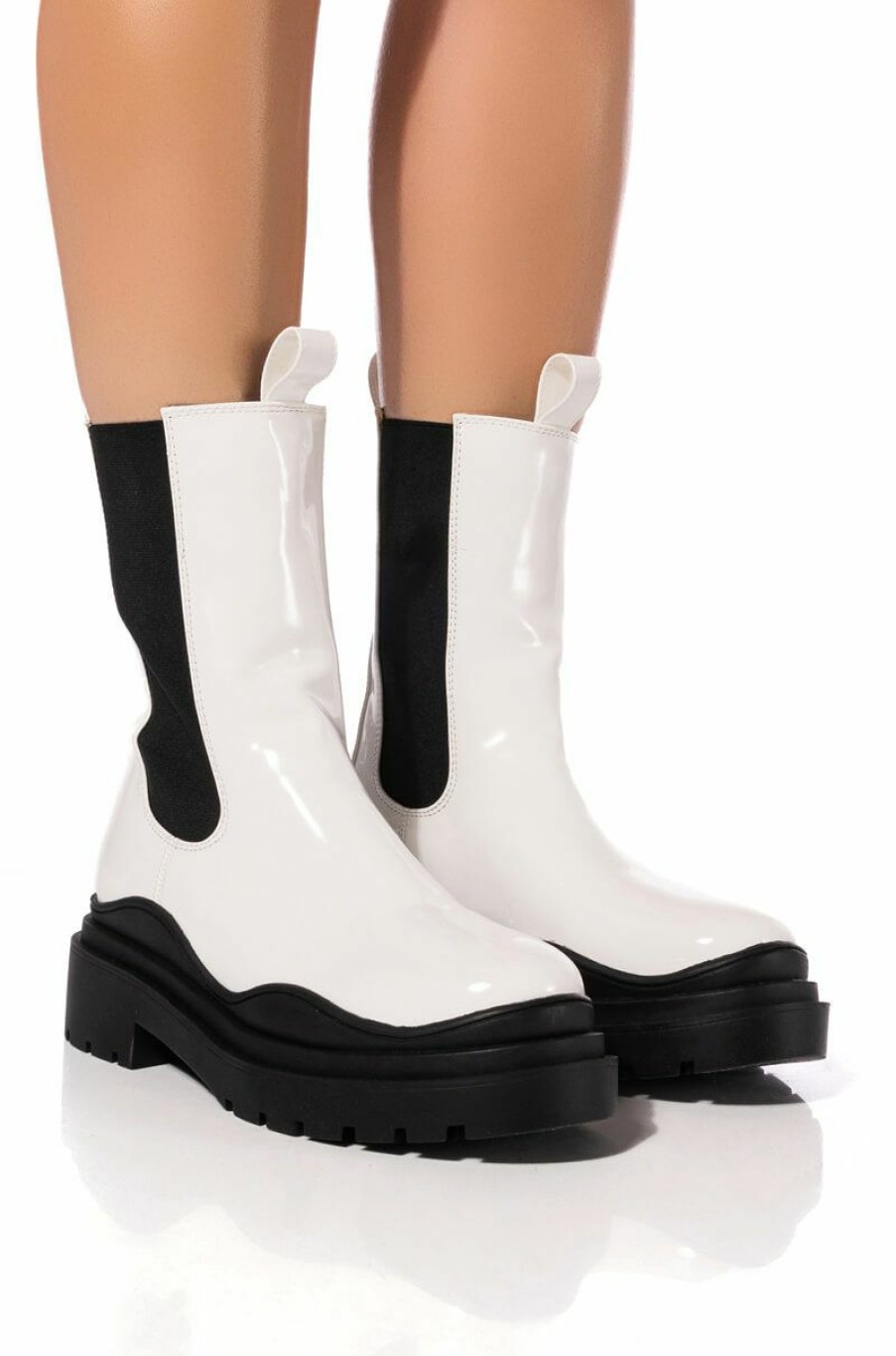 Shoes * | Azalea Wang Ghosted Flatform Chelsea Boot In Black White