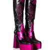 Shoes * | Azalea Wang Liliana Chunky Western Platform Boot In Pink