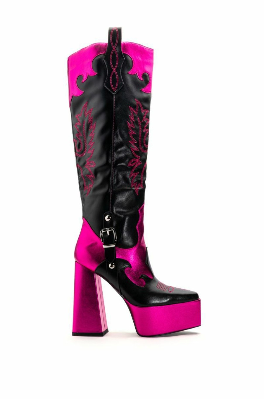 Shoes * | Azalea Wang Liliana Chunky Western Platform Boot In Pink