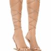 Shoes * | Azalea Wang Step Your Game Up Floating Heel Strappy Sandal In Nude