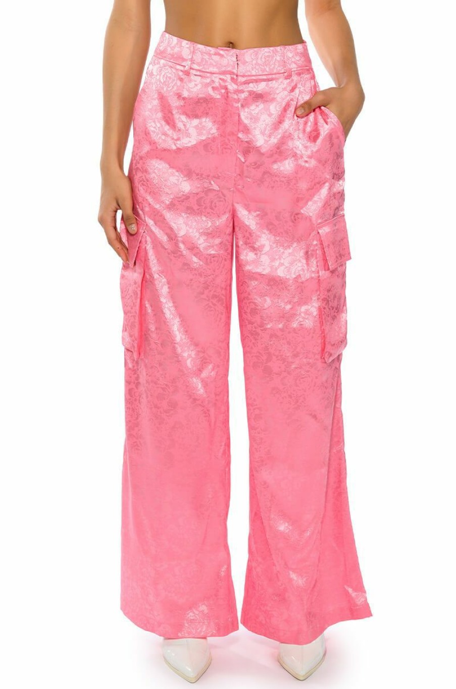 Bottoms * | Daydream Satin Floral Trouser Pink