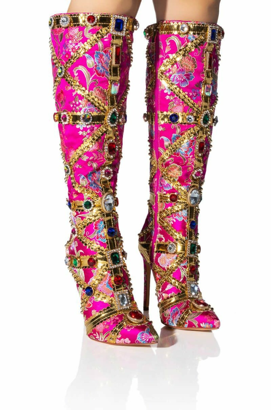 Shoes * | Azalea Wang Confident Embellished Boot In Pink