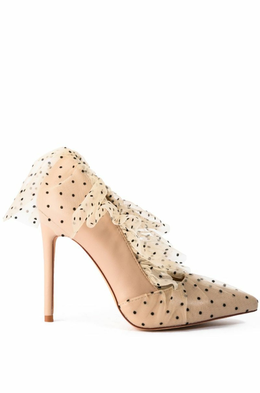 Shoes * | Azalea Wang Discreet Tulle Polka Dot Pump In Nude