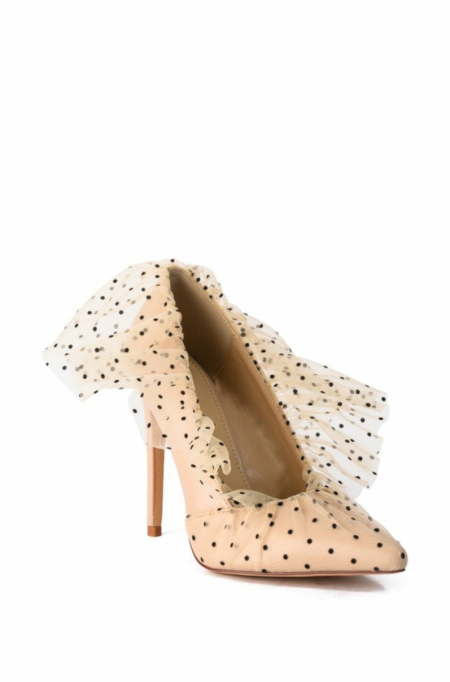 Shoes * | Azalea Wang Discreet Tulle Polka Dot Pump In Nude