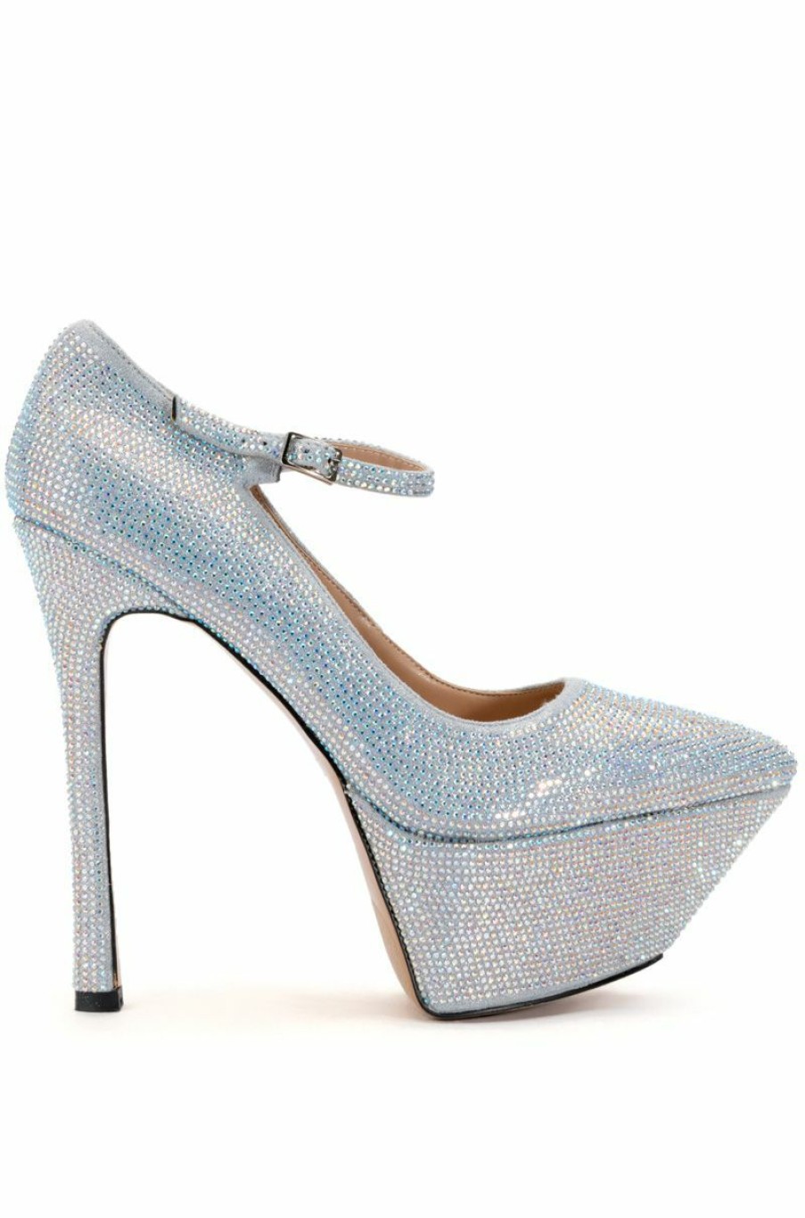 Shoes * | Azalea Wang Feliz Rhinestone Embellished Platform Stiletto Pump In Silver