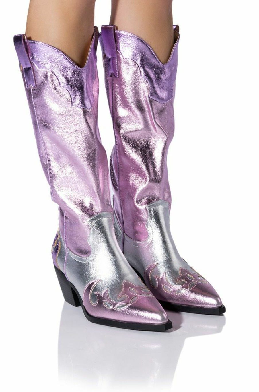 Shoes * | Azalea Wang Spice It Up Chunky Western Boot In Pink Multi