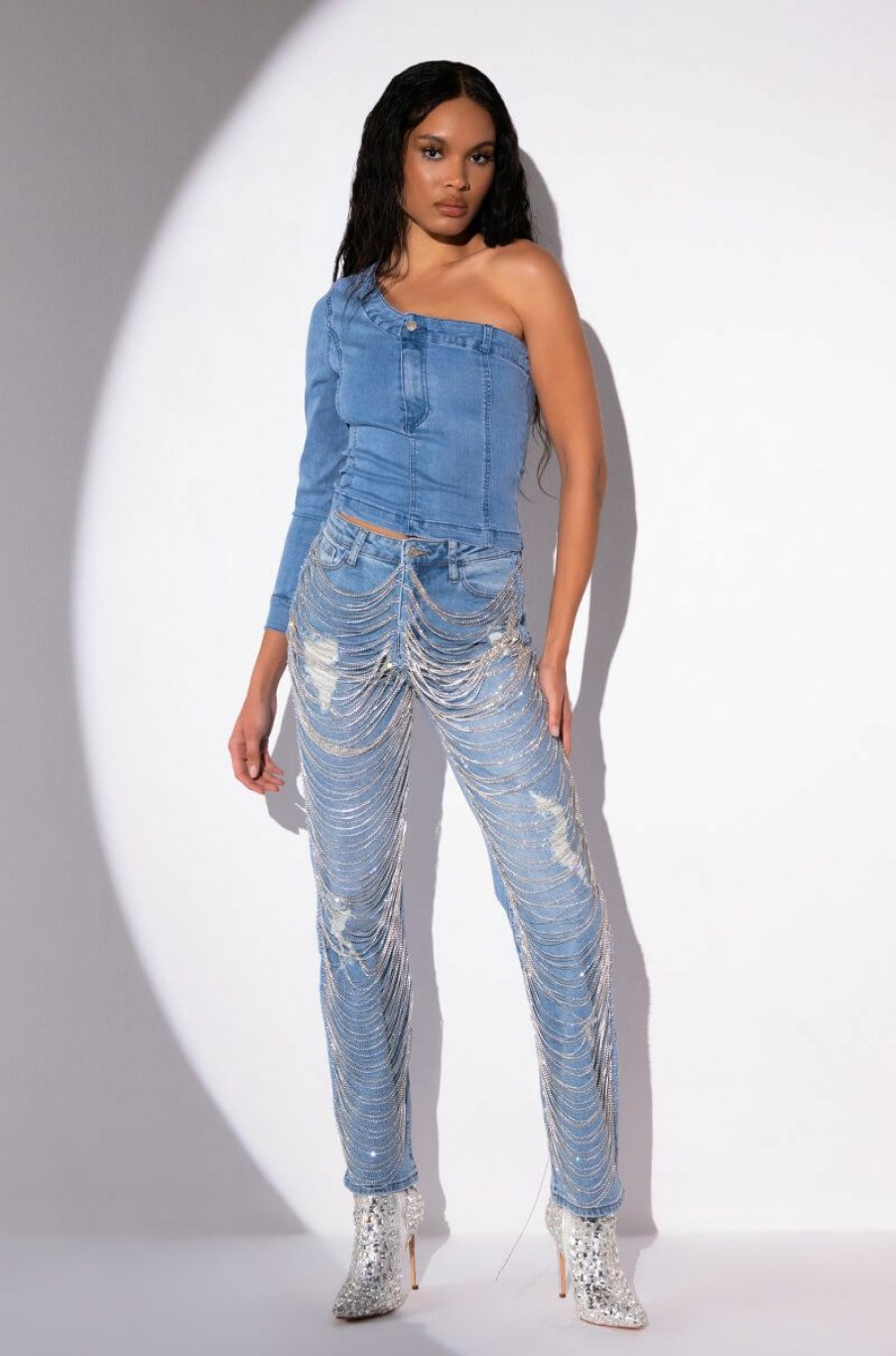 Bottoms * | Diamonds Are Forever Straight Fit Jeans Light Blue