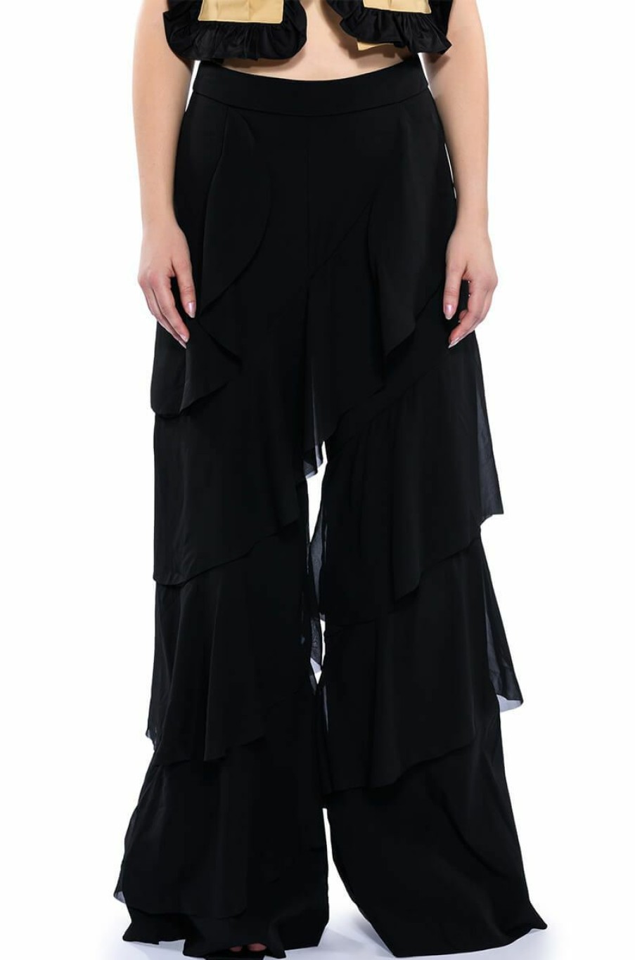 Bottoms * | Loren Ruffle Detailed Pants Black