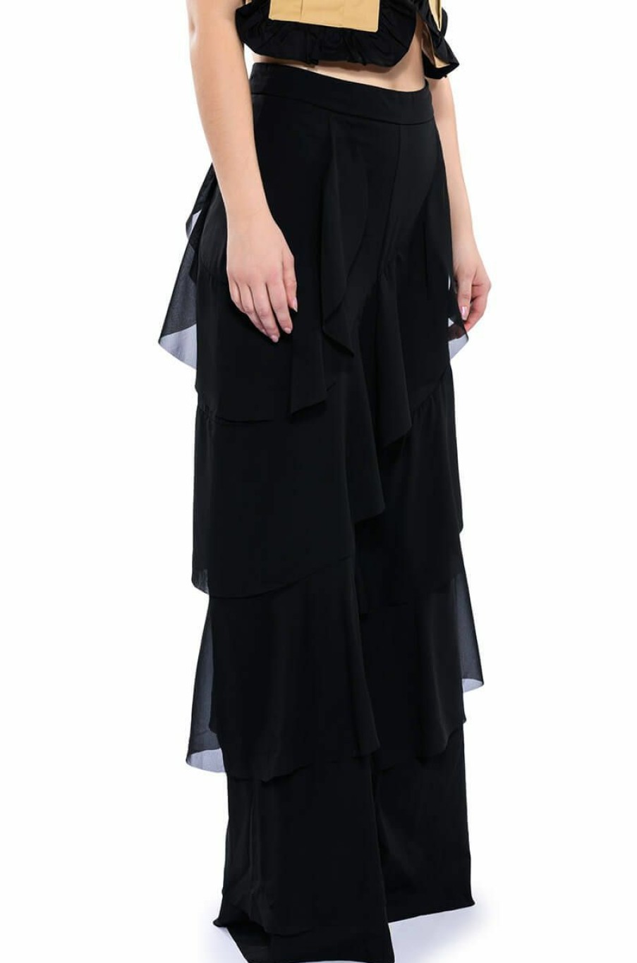 Bottoms * | Loren Ruffle Detailed Pants Black