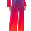 Bottoms * | Day To Night Pleated Satin Wide Leg Pants In Red Multi