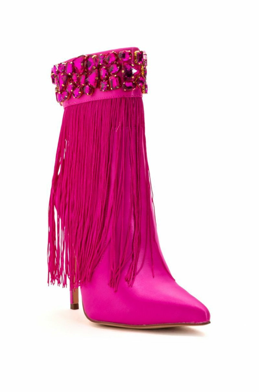 Shoes * | Azalea Wang Averi Embellished Fringe Bootie In Pink