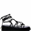 Shoes * | Azalea Wang Natacha Strappy Lace Up Flat Sandal In Black