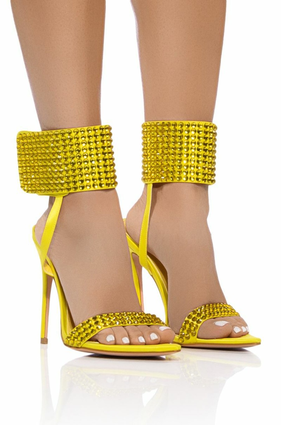 Shoes * | Azalea Wang Griffon Embellished Stiletto Sandal Yellow