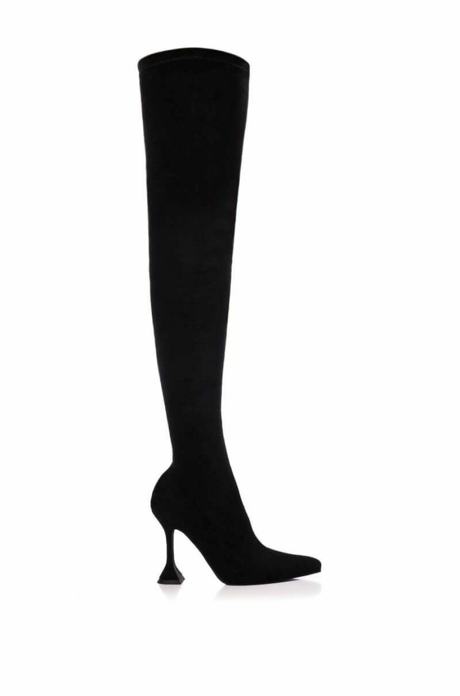 Shoes * | Azalea Wang Elevate Thigh High Stretch Suede Boot In Black