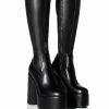 Shoes * | Azalea Wang Sutton Pu Chunky Boot With 4 Way Stretch In Black