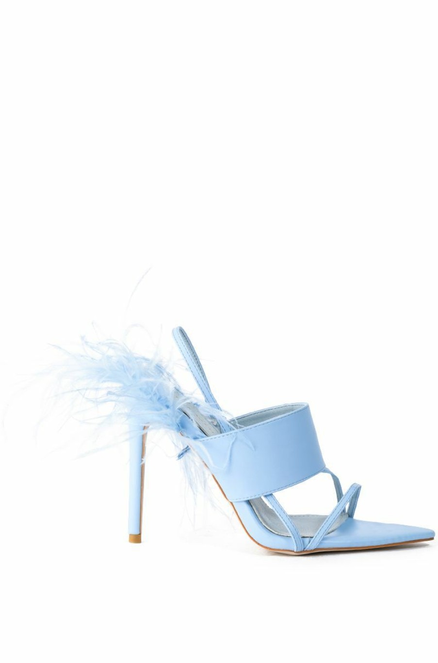 Shoes * | Azalea Wang Chick Feather Decor Pointed Toe Sandal In Blue