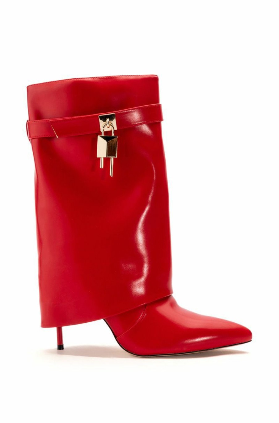 Shoes * | Azalea Wang Mine Fold Over Stiletto Bootie In Red