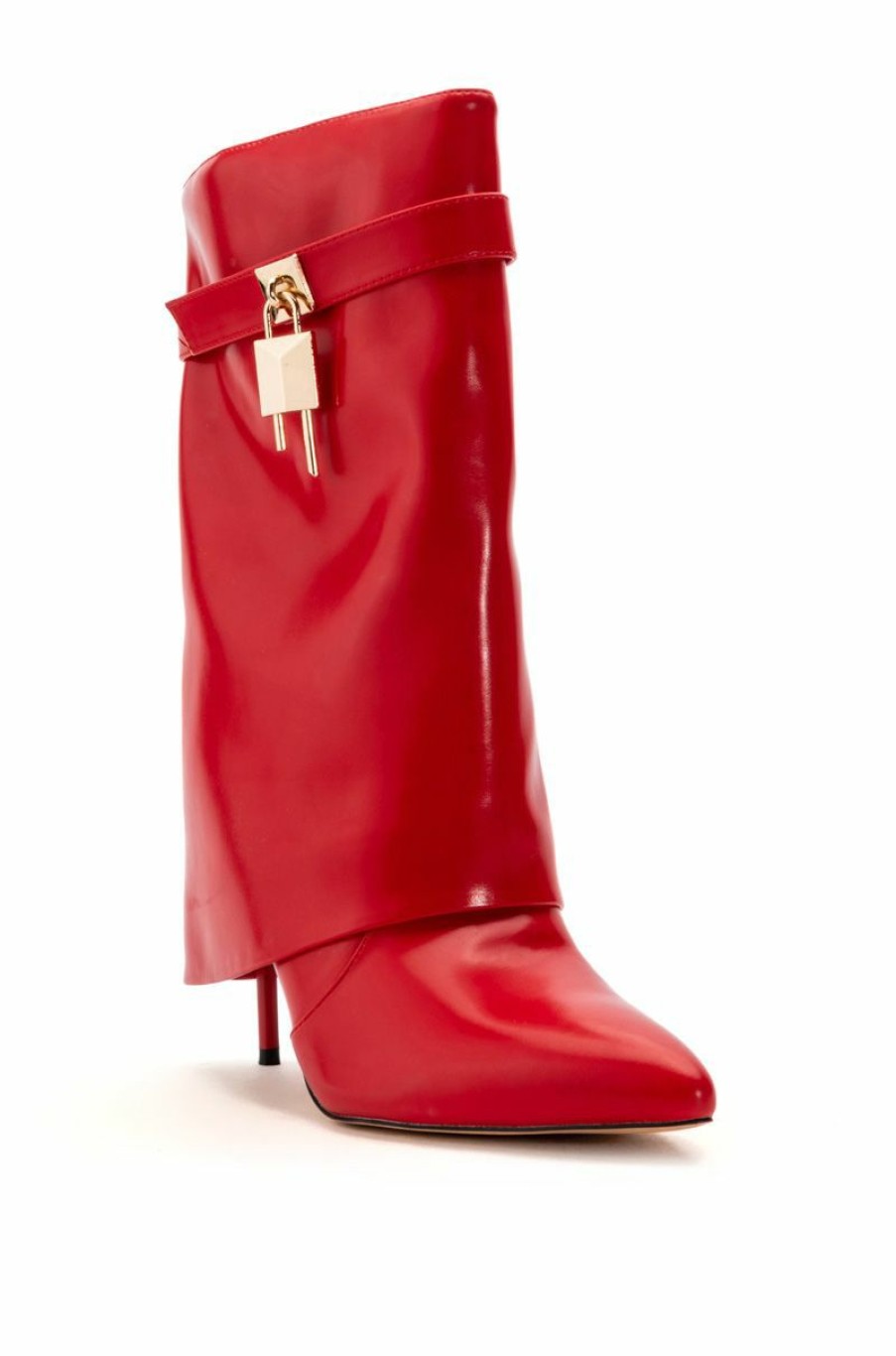 Shoes * | Azalea Wang Mine Fold Over Stiletto Bootie In Red