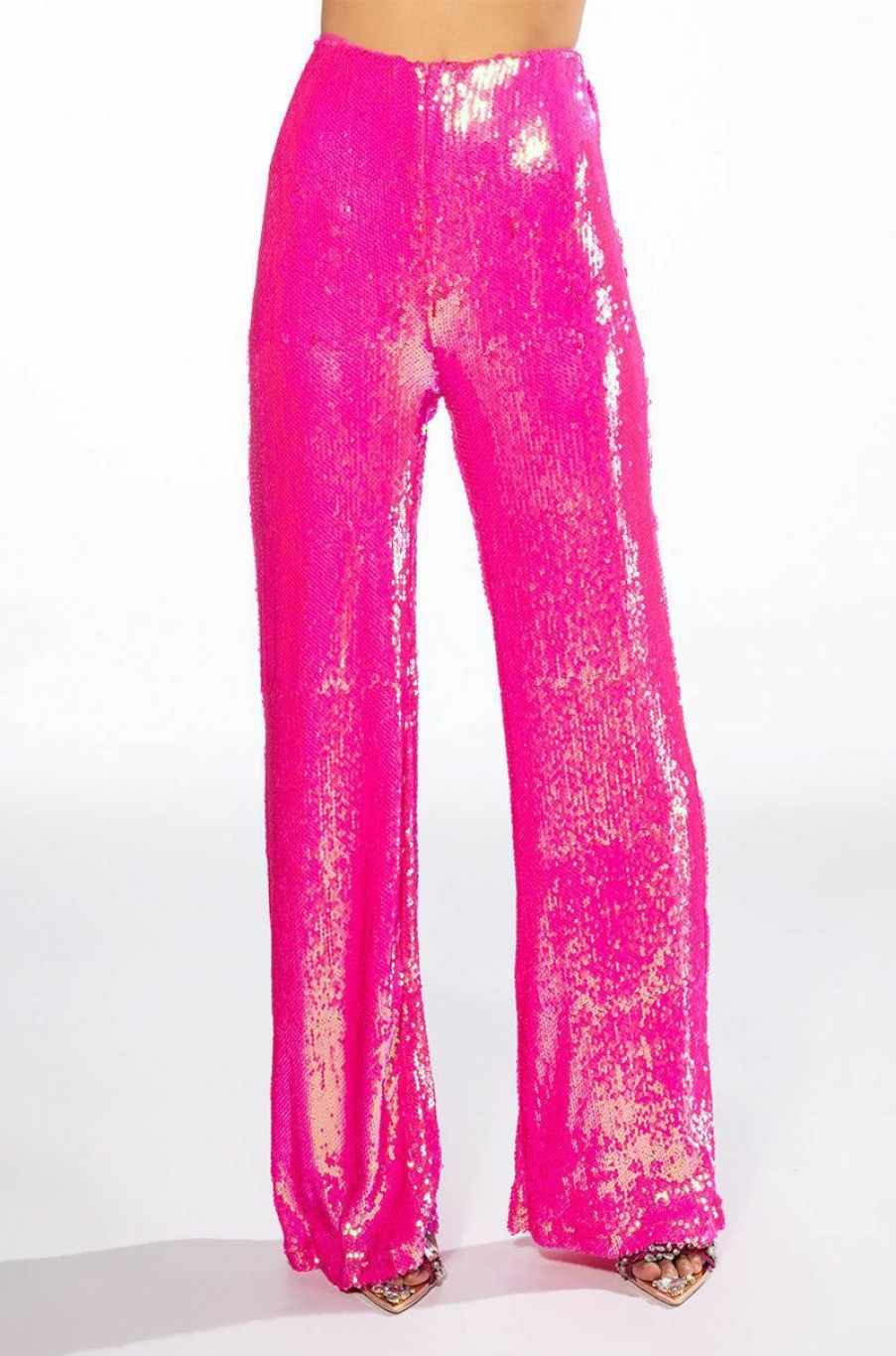 Bottoms * | Bright Bright Pink Sequin Trouser Fuchsia