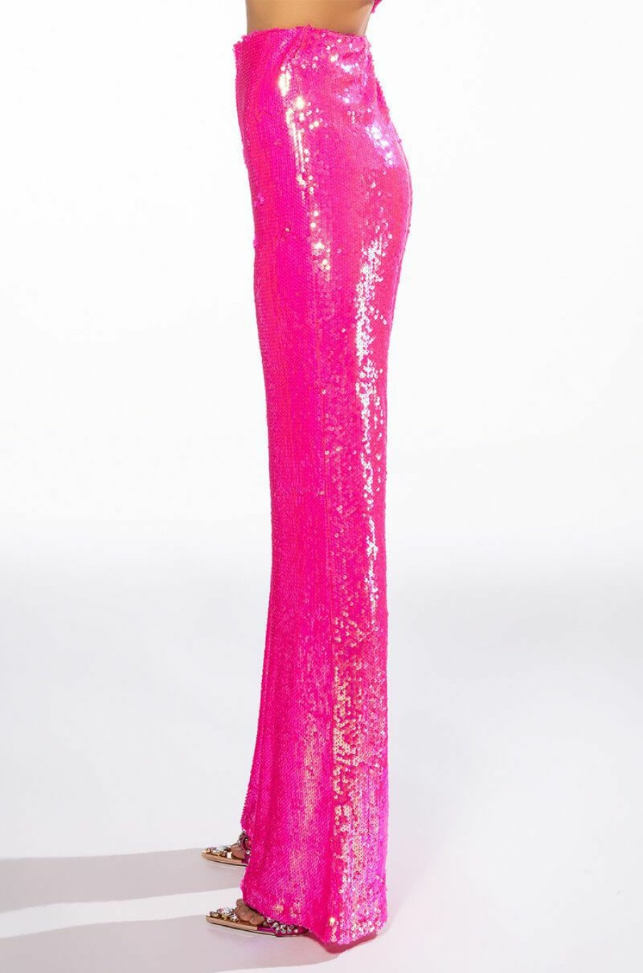 Bottoms * | Bright Bright Pink Sequin Trouser Fuchsia