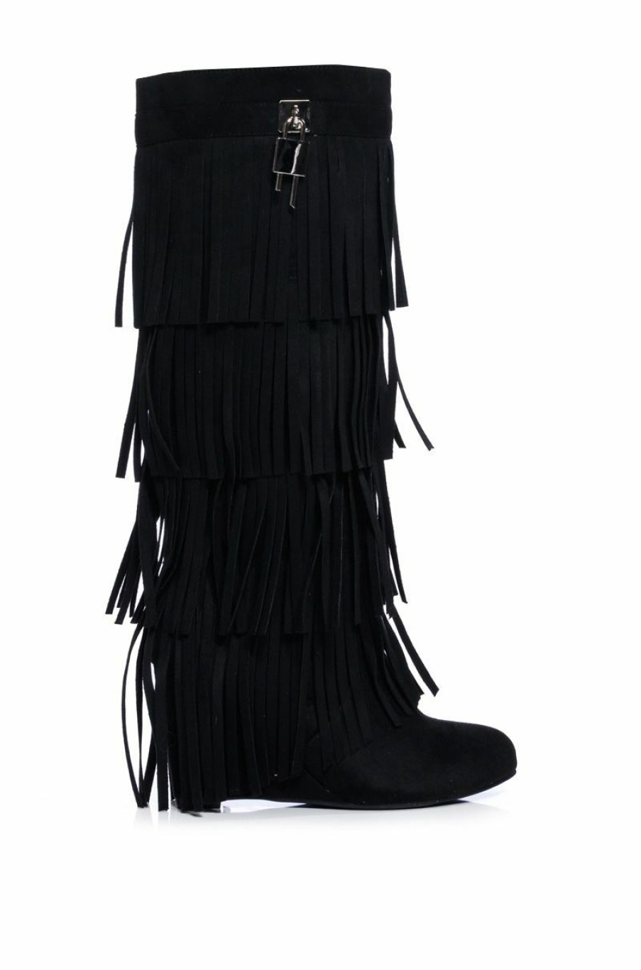 Shoes * | Dixie Fringe Wedge Boot In Black