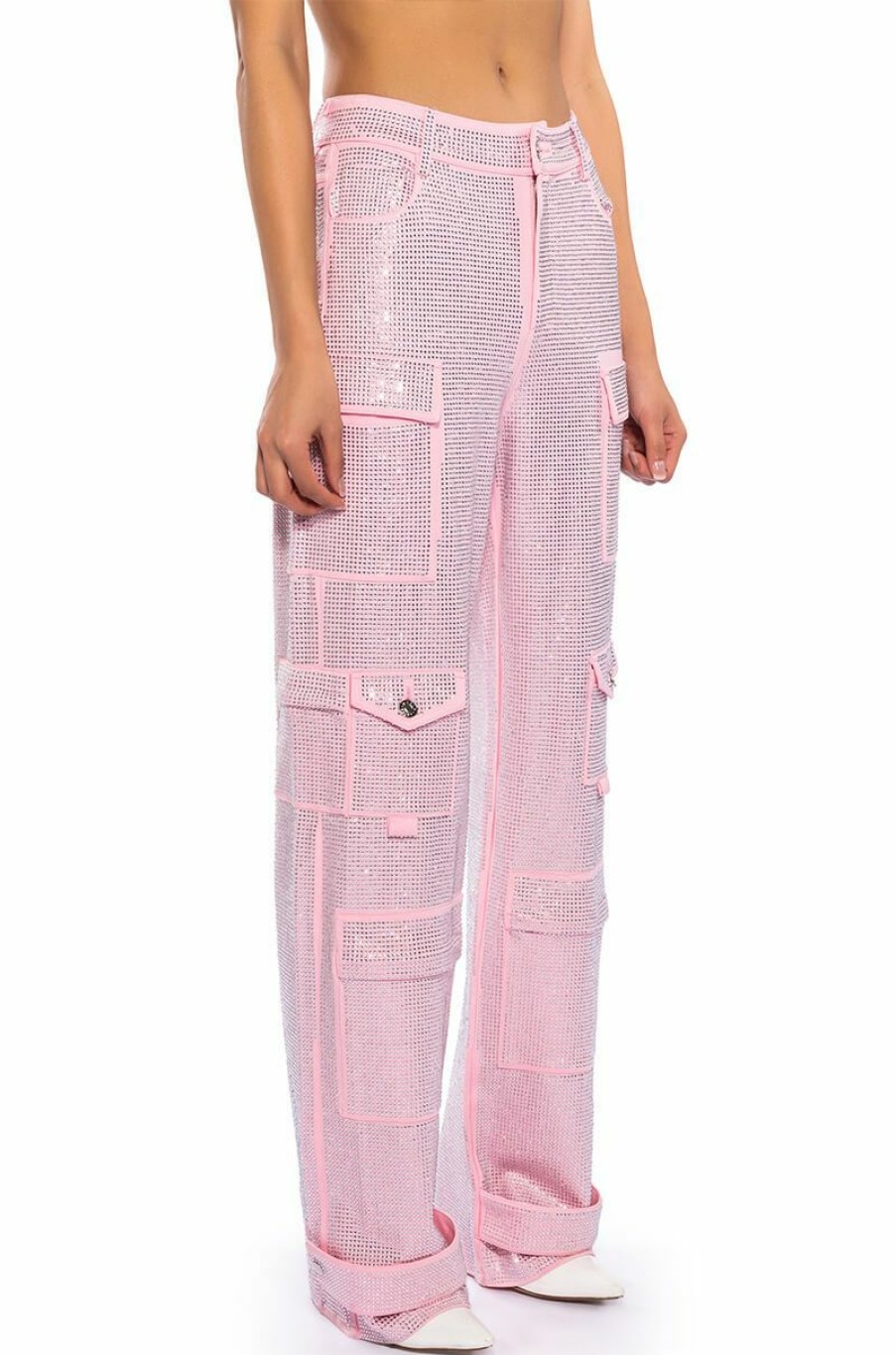 Bottoms * | Ammo Bonne Soiree Rhinestone Cargo Pants In Pink