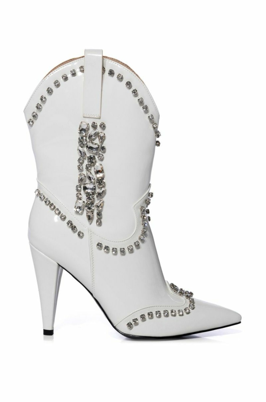 Shoes * | Azalea Wang Freida Embellished Bootie In White