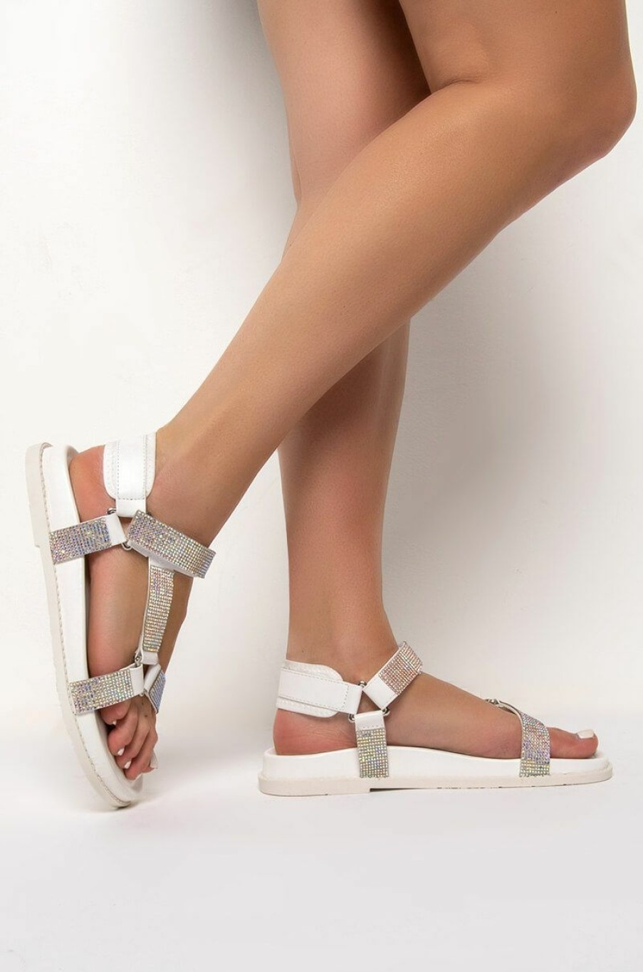 Shoes * | Azalea Wang Here For The Banter Flatform Sandal In White