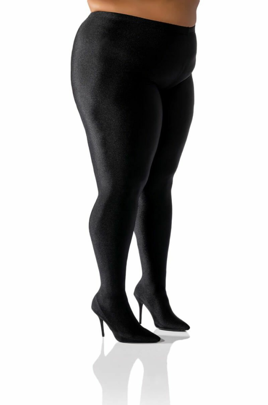 Shoes * | Azalea Wang Star Stretch Plus Size Stiletto Pant Boot In Black