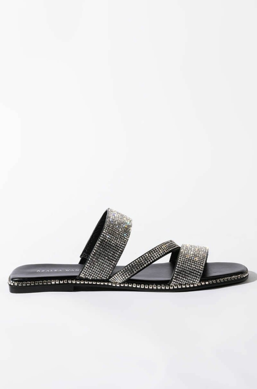 Shoes * | Azalea Wang Bling Me Out Flat Sandal In Black