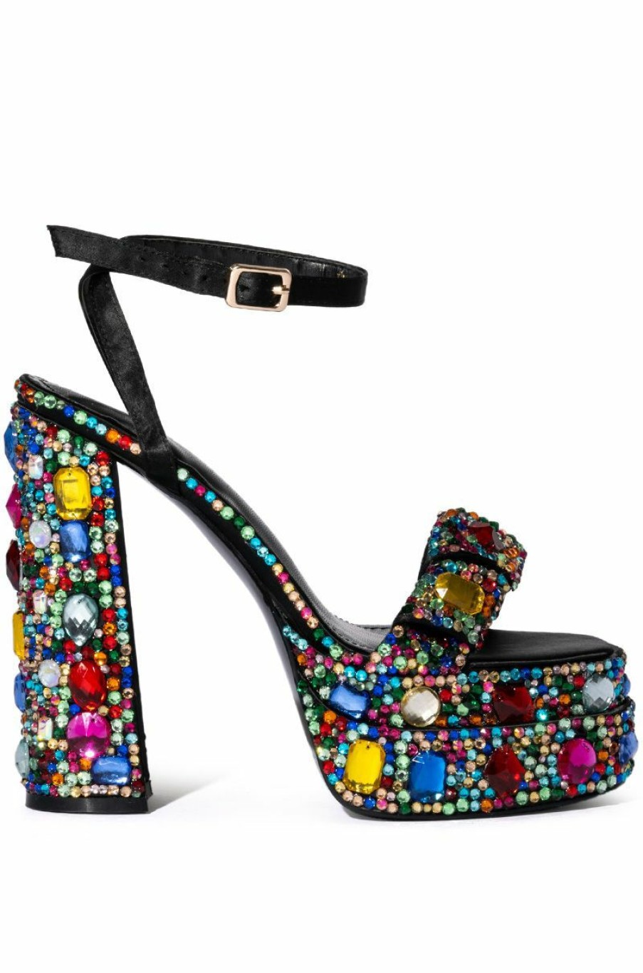 Shoes * | Azalea Wang Janette Gem Embellished Platform Sandal In Multi