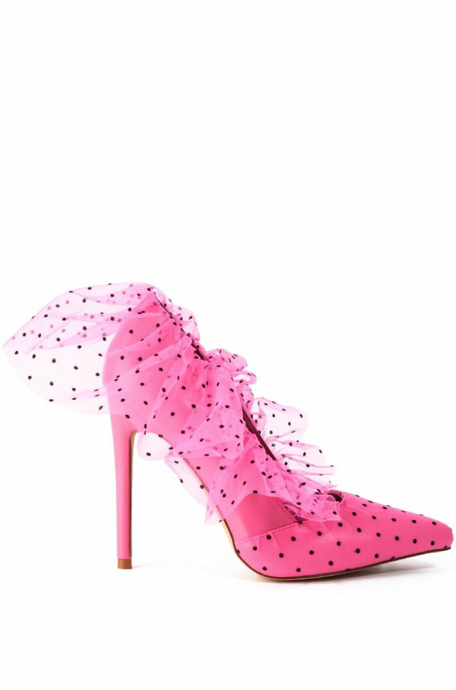 Shoes * | Azalea Wang Discreet Tulle Polka Dot Pump In Pink