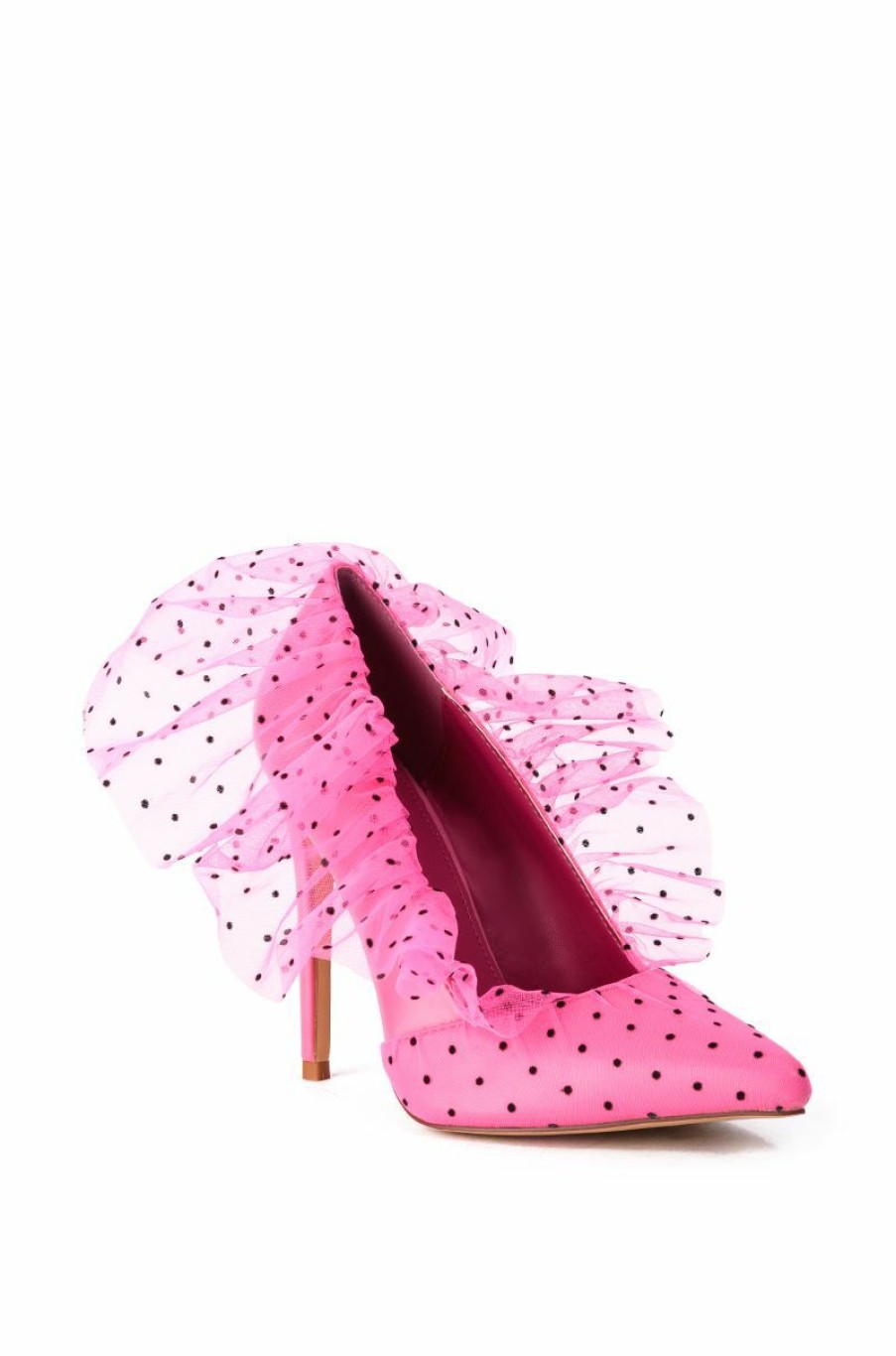 Shoes * | Azalea Wang Discreet Tulle Polka Dot Pump In Pink