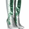 Shoes * | Azalea Wang Leitten Chunky Western Rhinestone Boot In Green