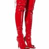 Shoes * | Azalea Wang Yori Sexy Patent Open Toe Boot In Red