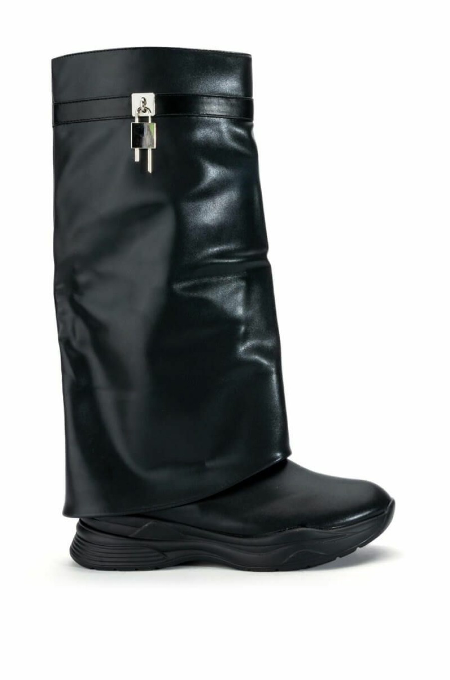 Shoes * | Triple Sec Fold Over Flat Boot In Black