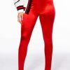 Bottoms * | One More Time High Waisted Stretchy Leggings Red